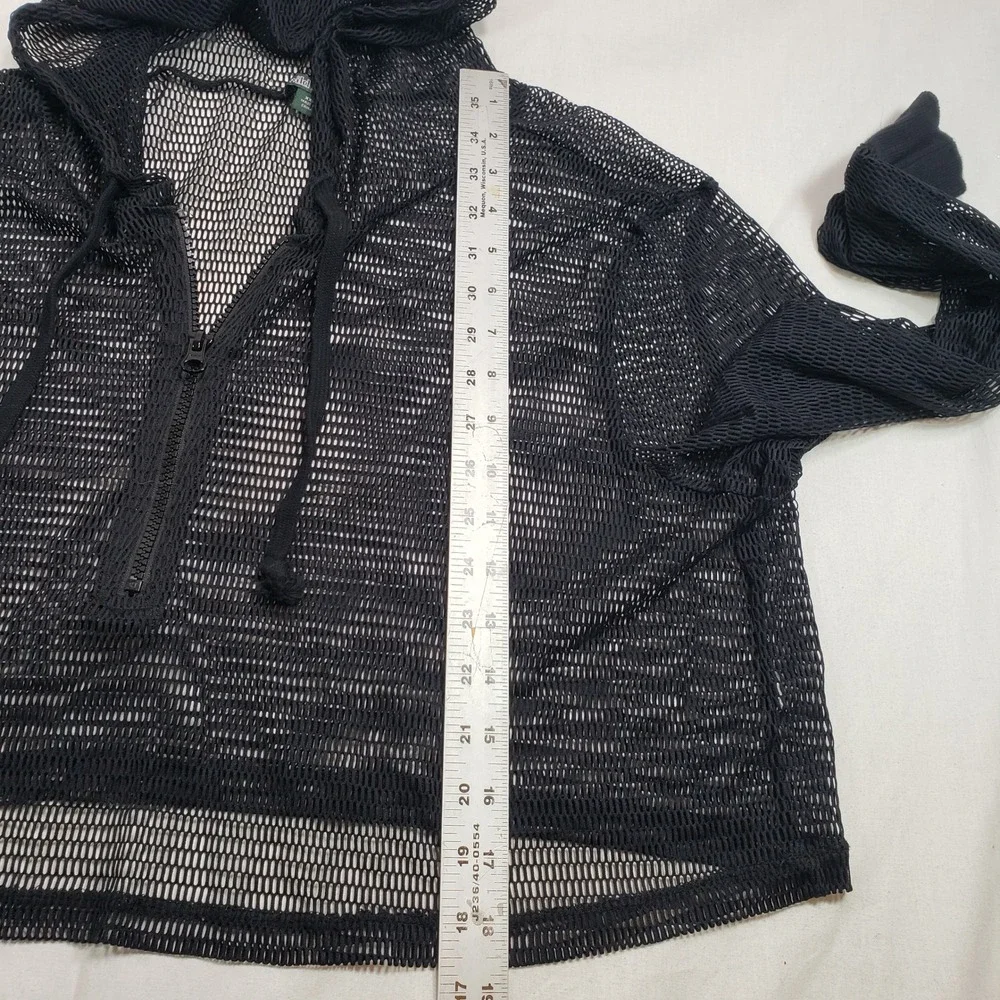 Wild Fable Womens Mesh Cropped Quarter Zip Hoodie XXL Black - Picture 5 of 6